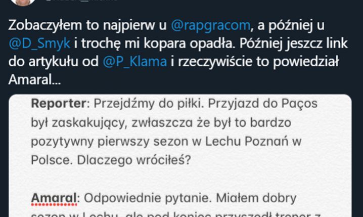 HIT! Amaral mówi, DLACZEGO odszedł z Lecha Poznań...
